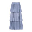 Polka Dot Chiffon A-line Midi Skirt