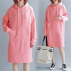 Plain Midi Hoodie Dress Pink - One Size