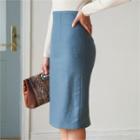 High-waist Wool-blend Pencil Skirt