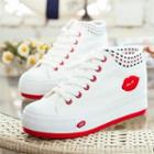 Lip-applique High-top Sneakers