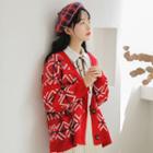 Pattern Embroidered Knit Cardigan