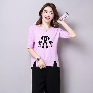 Print Short-sleeve Knit Top