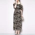 Print Cold-shoulder Jumpsuit