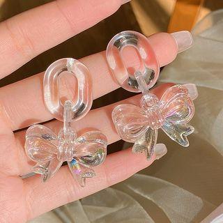 Bow Acrylic Dangle Earring Transparent - One Size