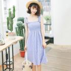 Striped Shoulder-tie A-line Sundress