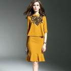 Set: Sequined Knit Top + Pencil Skirt