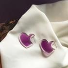 Resin Heart Earring 1 Pair - As Shown In Figure - One Size