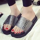 Studded Glittered Slide Sandals