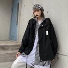 Mock Two-piece Check Loose-fit Jacket Black - One Size