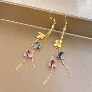 Flower Drop Earring E5655 - 1 Pair - Yellow & Blue & Pink - One Size