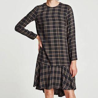 Long Sleeve Plaid Sheath Dress