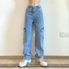 High-waist Straight Leg Cargo Jeans