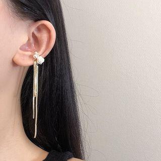 Flower Alloy Fringed Earring 1 Pair - White - One Size