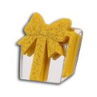 Sweet Yellow Glitter Present Silver Ring
