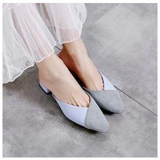 Velvet Panel Block Heel Mules