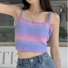 Tie Dye Cropped Knit Camisole Top Blue & Pink - One Size
