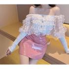 Cold Shoulder Blouse / Faux Leather A-line Skirt