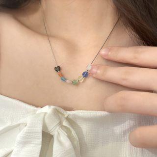 Heart Resin Alloy Necklace Multicolor - One Size