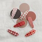 Set Of 6 : Print Hair Clip Set - Red & White - One Size