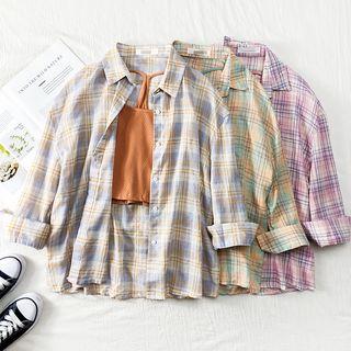 Loose-fit Plaid Shirt + Halter Camisole