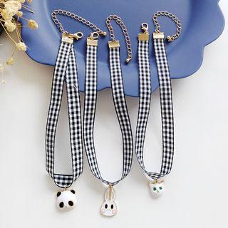 Animal Pendant Plaid Choker