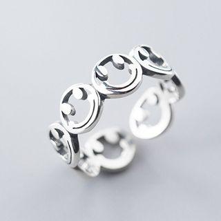 Smiley Face Ring Ring - S925 Silver - Silver - One Size