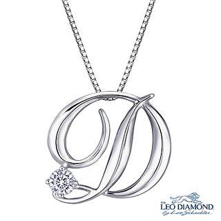 Initial Love 18k White Gold Diamond Pendant Necklace (16) - D