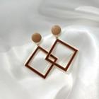 Glaze Square Dangle Earring 1 Pair - 925 Silver - One Size