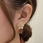 Flower Alloy Dangle Earring 1 Pair - Coffee & Khaki - One Size