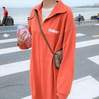 Collared Lettering Midi Sweatshirt Dress