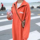 Collared Lettering Midi Sweatshirt Dress