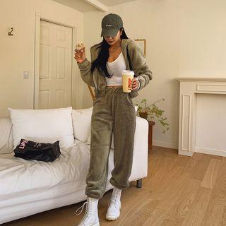 Faux-fur Jogger Pants