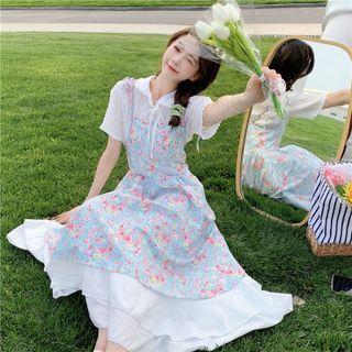 Peter Pan Collar Top + Floral Dress