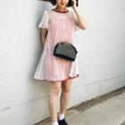 Short-sleeve Sheer Dress With Slipdress