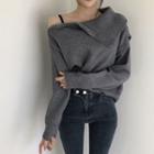 Long-sleeve Zip-side Loose-fit Top