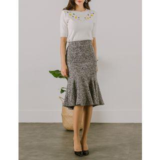 Round-neck Embroidered-detail Knit Top
