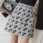 Checkered Mini A-line Skirt