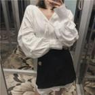 Set: Long-sleeve Shirtdress + Mini A-line Skirt