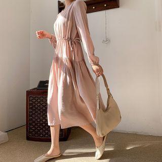 Tie-side Shirred Long Dress