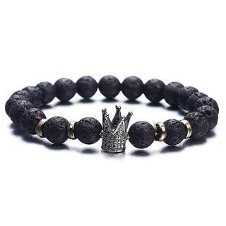 Crown Stone Bead Bracelet Black - One Size