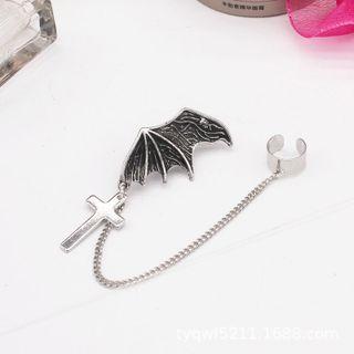 Bat Wing Stud Earring With Ear Cuff
