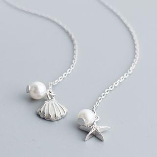 925 Sterling Silver Shell Dangle Earring 1 Pair - S925 Silver - Silver - One Size