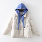 Two-tone Buttoned Hooded Padded Jacket