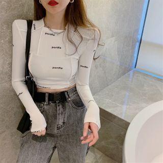 Asymmetrical Lettering Knit Top