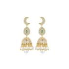Fashion Vintage Plated Gold Geometric Wind Chimes Imitation Pearl Earrings With Cubic Zirconia Golden - One Size