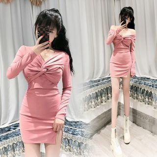 Twist Slit Mini Bodycon Dress