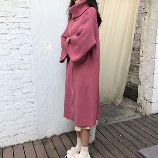 V-neck Sleeveless Knit Dress / Zip-up Knit Coat