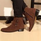 Faux-suede Buckled Ankle Boots