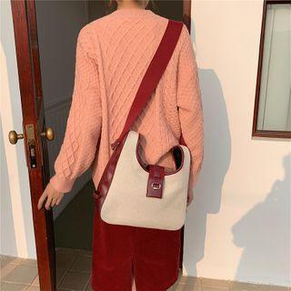 Canvas Shoulder Bag Red & Khaki - One Size
