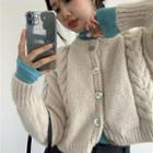 Cable Knit Cardigan / Long-sleeve Turtle Neck T-shirt